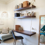 Custom built desk and shelving.